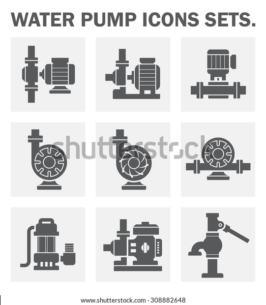 Water pump icon i.e. centrifugal, rotary, submersible\
and well pump. 