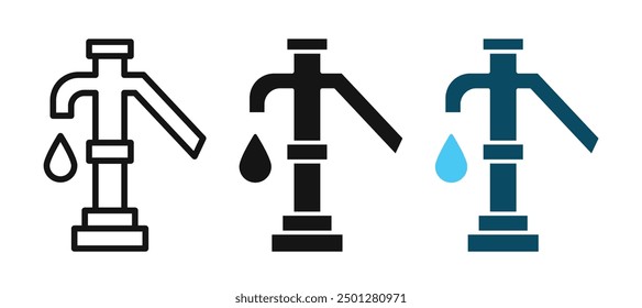 water pump iconicon vector collection in outlined and solid style