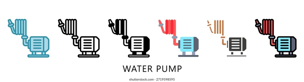 Bomba De Água Multi Estilo Ícone Mini Ilustração, Use Para Conceito Moderno, Imprimir, Ui, Kit Ux, Web E Desenvolvimento De Aplicações. Vetor Relacionado A Bombeiro, Resgate E Muito Mais