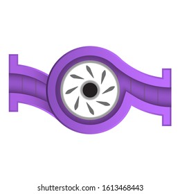Water pump and propeller or turbine inside section view vector icon. Device for distribution or transport water in water supply infrastructure, wastewater treatment, irrigation and plumbing.
