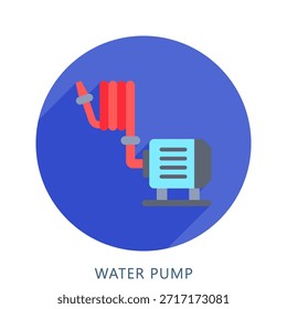 Water Pump Rounded Flat Color Icon Mini Illustration, Use For Modern Concept, Print, Ui, Ux Kit, Web And App Development. Vector Related To Firefighter, Rescue And More