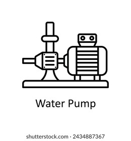 Water Pump vector outline icon design illustration. Manufacturing units symbol on White background EPS 10 File