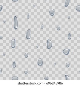 Water Pure Small Drops on Transparent Background Design Element Nature Rain or Dew. Vector illustration