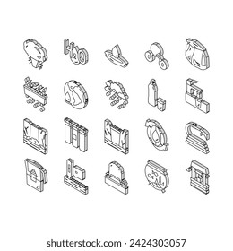 Water Purification Collection isometric icons set. Filter And Purifying Equipment, Bottle And Cup, Ocean And Sea Water, World Renewal And Aquarium Concept Linear Pictograms. Contour .