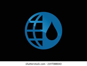 Water Purification Filtration World Globe Splash Water Drop Logo Design Template
