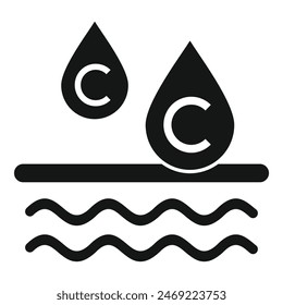 Icono de purificación de agua con gotas. Ondas. Y símbolo Filtrar en Ilustración vectorial blanca y negra para limpiar. Puro