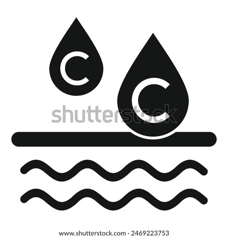 Water purification icon with drops. Waves. And filter symbol in black and white vector illustration for clean. Pure