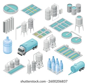 Water Purification Industrial System and Facility Vector Set