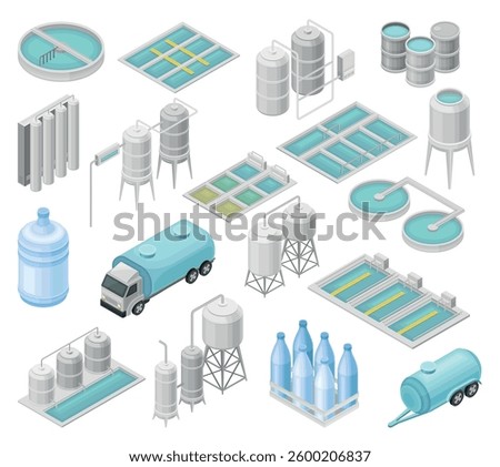 Water Purification Industrial System and Facility Vector Set