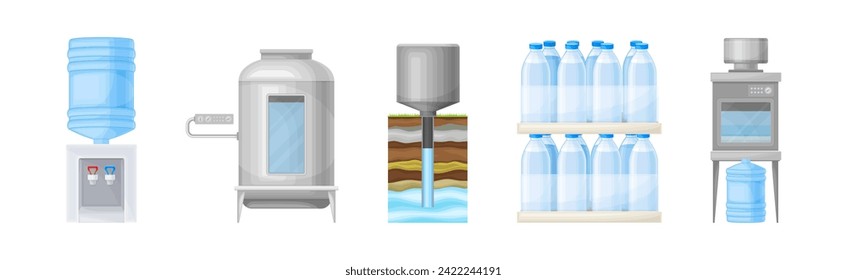 Wasserreinigung - Industrietechnologie und Vektorgrafik-Set