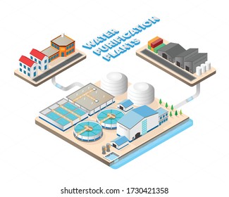 depuradoras de agua en plantas isométricas