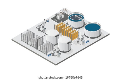 water purification plants, reverse osmosis plants in isometric graphic