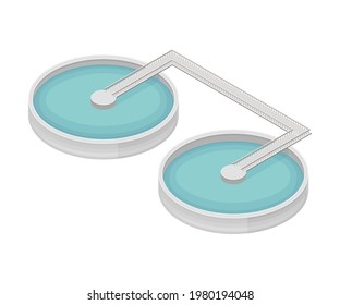 Water Purification Process with Sedimentation in Reservoir or Basin Isometric Vector Illustration