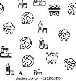 Water Purification Vector Seamless Pattern Thin Line Illustration