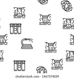 Water Purification Vector Seamless Pattern Thin Line Illustration