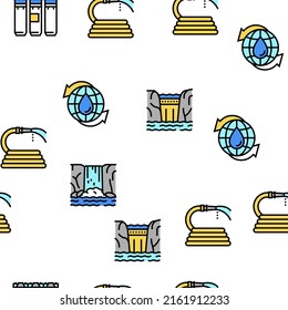 Water Purification Vector Seamless Pattern Thin Line Illustration