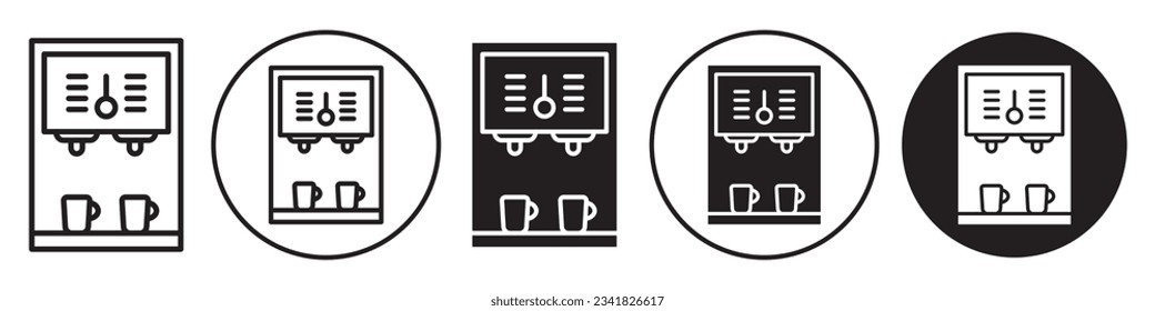 water purifier outline vector symbol icon set collection of tea or coffee filter portable office refreshment home appliance. Sign of distilled cold press expresso machine. Pure aqua health care