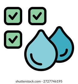 Teste de pureza da água está confirmando a limpeza com marcas de verificação