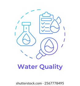 Water quality blue gradient concept icon. Laboratory research of liquids properties. Scientific testing methods. Round shape line illustration. Abstract idea. Graphic design. Easy to use in booklet