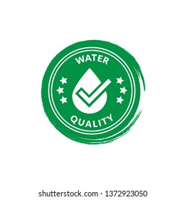 water quality emblem, badge, sign, label. circle rubber stamp.