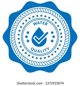water quality emblem, badge, sign, label. circle rubber stamp.