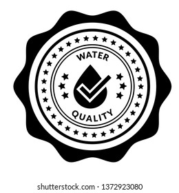 water quality emblem, badge, sign, label. circle rubber stamp.