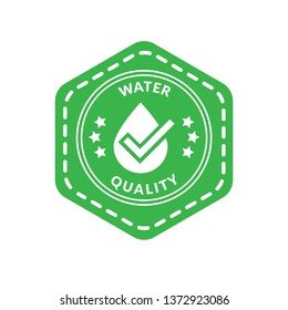water quality emblem, badge, sign, label. circle rubber stamp.
