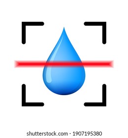 Water quality test concept. Water scan icon. Vector illustration. Water quality test logo.