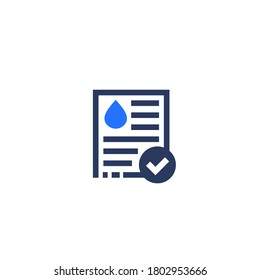Water quality test icon on white