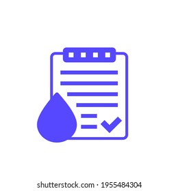 Water Quality Test Icon On White, Vector