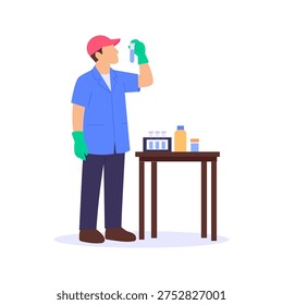 Water Quality Testing, Laboratory testing of water safety standards, Flat vector character illustration