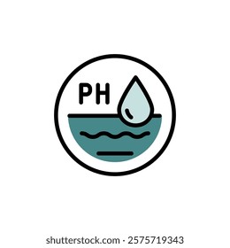 Water Quality and Water Treatment Vector Color Icon. PH Balance and Laboratory Bacterial Research. From Water Drop to Analysis, H2O Hygiene. Simple vector illustration for mobile concept and web desig