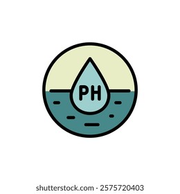 Water Quality and Water Treatment Vector Color Icon. PH Balance and Laboratory Bacterial Research. From Water Drop to Analysis, H2O Hygiene. Simple vector illustration for mobile concept and web desig