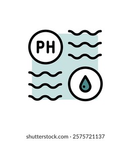 Water Quality and Water Treatment Vector Color Icon. PH Balance and Laboratory Bacterial Research. From Water Drop to Analysis, H2O Hygiene. Simple vector illustration for mobile concept and web desig