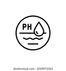 Water Quality and Water Treatment Vector Outline Icon. PH Balance and Laboratory Bacterial Research. From Water Drop to Analysis, H2O Hygiene. Simple vector illustration for mobile concept and web des