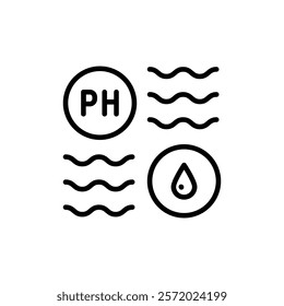 Water Quality and Water Treatment Vector Outline Icon. PH Balance and Laboratory Bacterial Research. From Water Drop to Analysis, H2O Hygiene. Simple vector illustration for mobile concept and web des