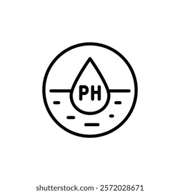 Water Quality and Water Treatment Vector Outline Icon. PH Balance and Laboratory Bacterial Research. From Water Drop to Analysis, H2O Hygiene. Simple vector illustration for mobile concept and web des