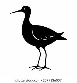 water rail bird silhouette vector on white background