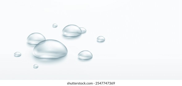 Water rain drop surface background. Realistic pure droplets. Vector blue clear bubbles or dews template