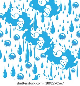 Water. Rain. Drops. Seamless pattern. Vector image.