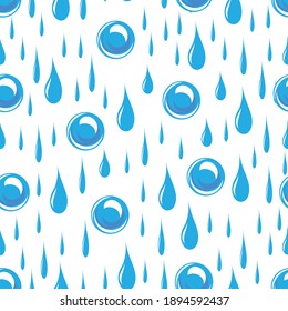 Water. Rain. Drops. Seamless pattern. Vector image