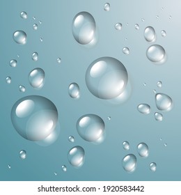 Water rain drops or steam shower isolated on transparent background.