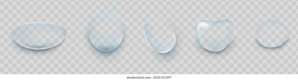 Water rain drops or steam shower isolated on transparent background. Realistic pure droplets condensed. Vector clear vapor water bubbles on window glass surface for your design.