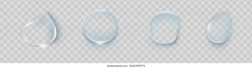 Water rain drops or steam shower isolated on transparent background. Realistic pure droplets condensed. Vector clear vapor water bubbles on window glass surface for your design.