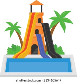 Water Rampage Concept, plunge pool vector color icon design, water world symbol, recreation play ground Sign, Amusement or theme park stock illustration
