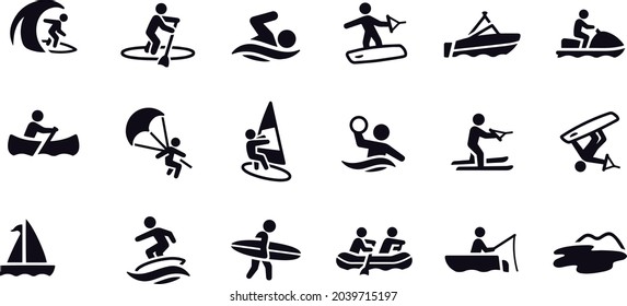 Water Recreation Icons Vector Design 