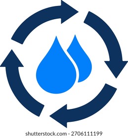 Icono del reciclaje del agua, conservación del agua y Ilustración vectorial del símbolo del ciclo