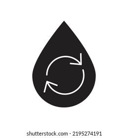 Water recycle icon design. round liquid recycle icon, simple planet bio protection circle design. isolated on white background