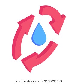 A water recycle icon in isometric vector download

