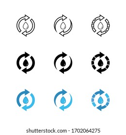 Icono de reciclaje de agua: Apropiado para el tema del medio ambiente, tema del agua, infografías y otros materiales gráficos relacionados.